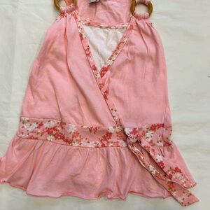 BCX Pink Camisole with Floral Trim and Ruffled Hem